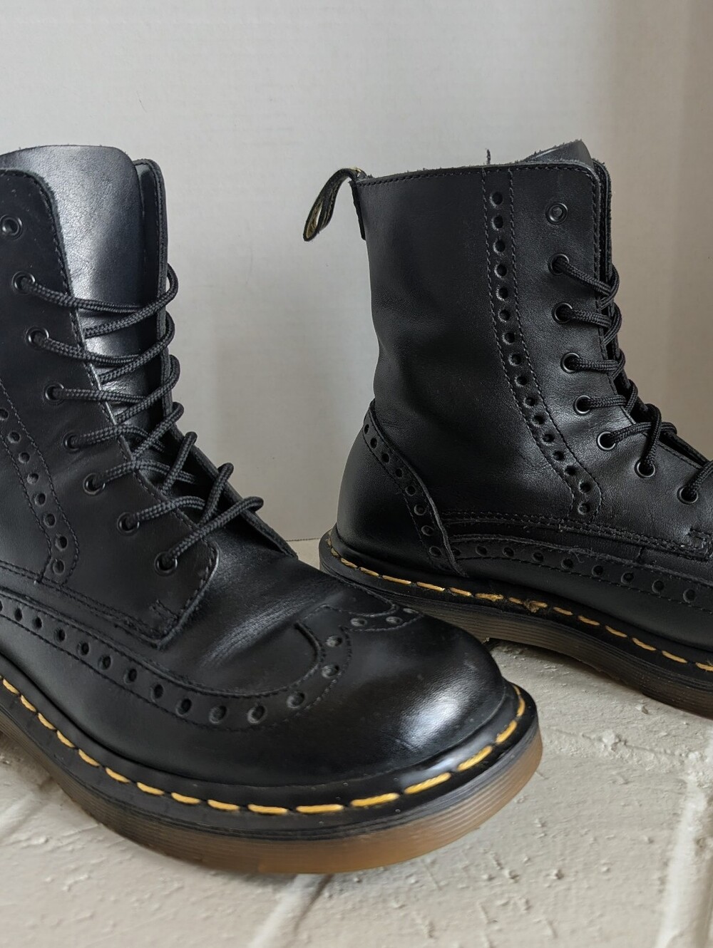 Vtg Dr. Martens 3A36 Wingtip Brogue 8-Eye Boots Sz 7 Made in England Rare Black - Picture 7 of 16